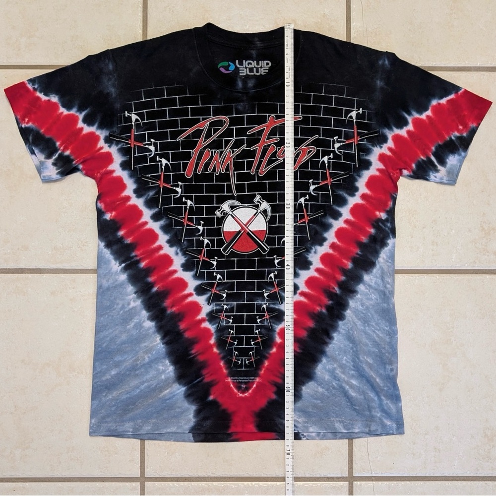 100% Cotton Liquid Blue Pink Floyd The Wall Tie Dye Men’s T-Shirt - Picture 7 of 12